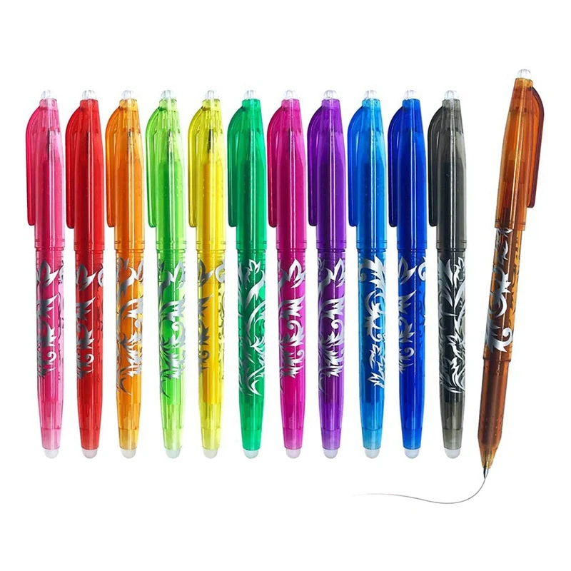 

PPYY-Erasable Gel Pens - 12Pcs Heat Erase Pens For Fabric,0.5Mm Fine Point Rolling Ball Pen For Kid Students Adults