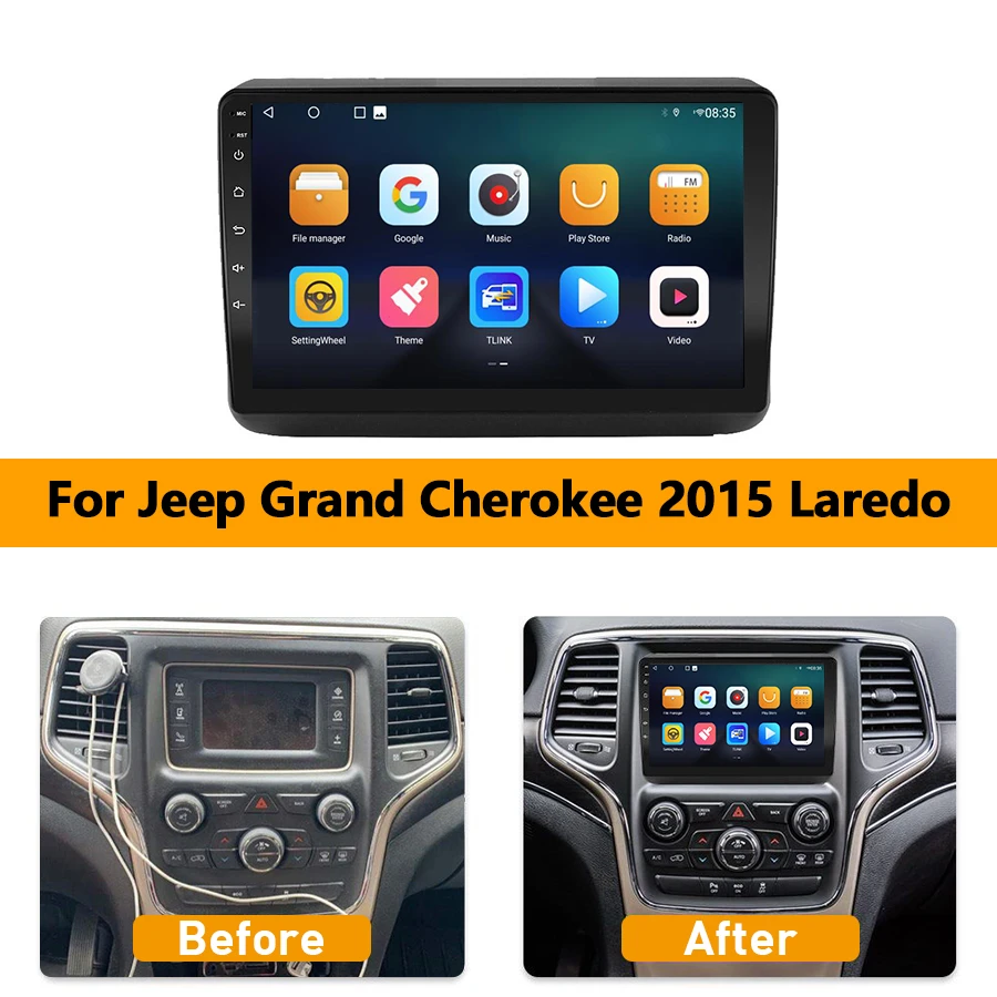 9 дюймов Android 14 для Jeep Grand Cherokee 2015 Laredo 2din автомобильный мультимедийный плеер радио
