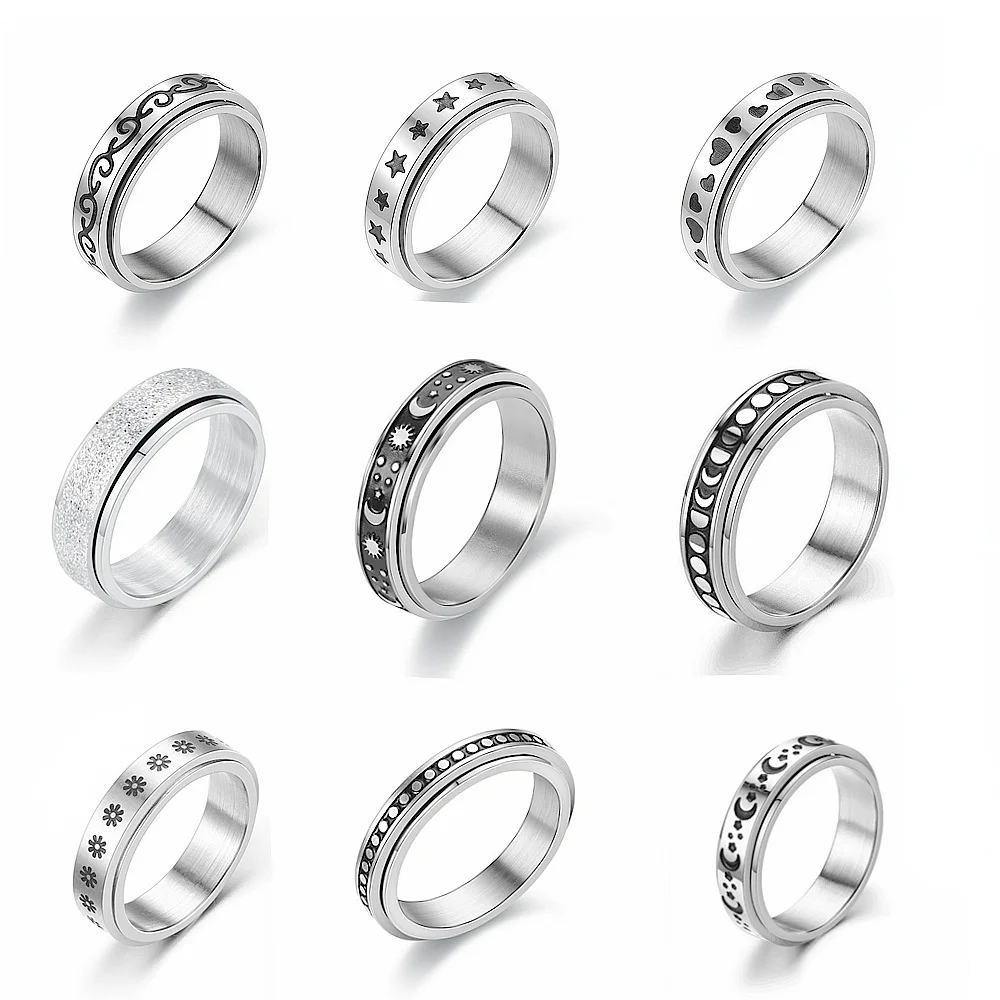 

Six-piece Ring Xingyue Rotating Ring Titanium Steel Ring Ring Free Shipping Male and Female General Good Quality