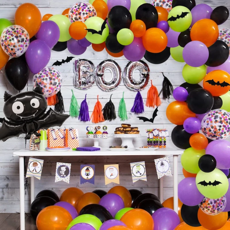 

Halloween Balloon Garland Arch Kit With Spider Web Orange Purple Black Latex Balloons Halloween Horror Party Decoration 2023