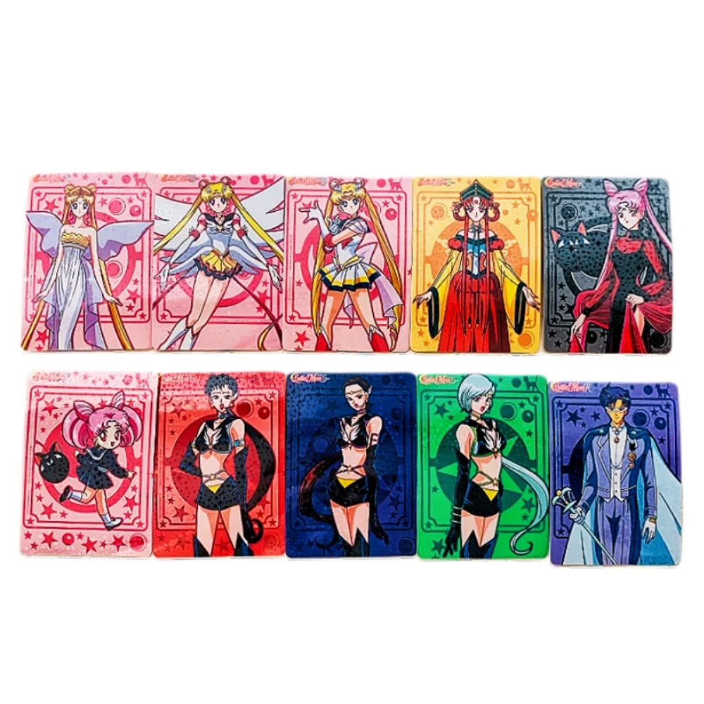 

10pcs/set Sailor Moon Animation Characters Tsukino Usagi Tenoh Haruka Chibiusa Flash Card Anime Game Collection Cards Toy Gift