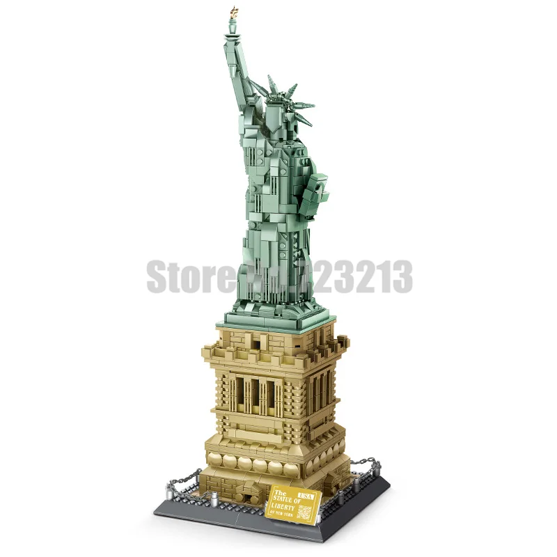 

Feleph Single Sale Statue of Liberty Freedom Model Scenery Tour City View NYC Shelf Decoration Building Blocks Toy for Children