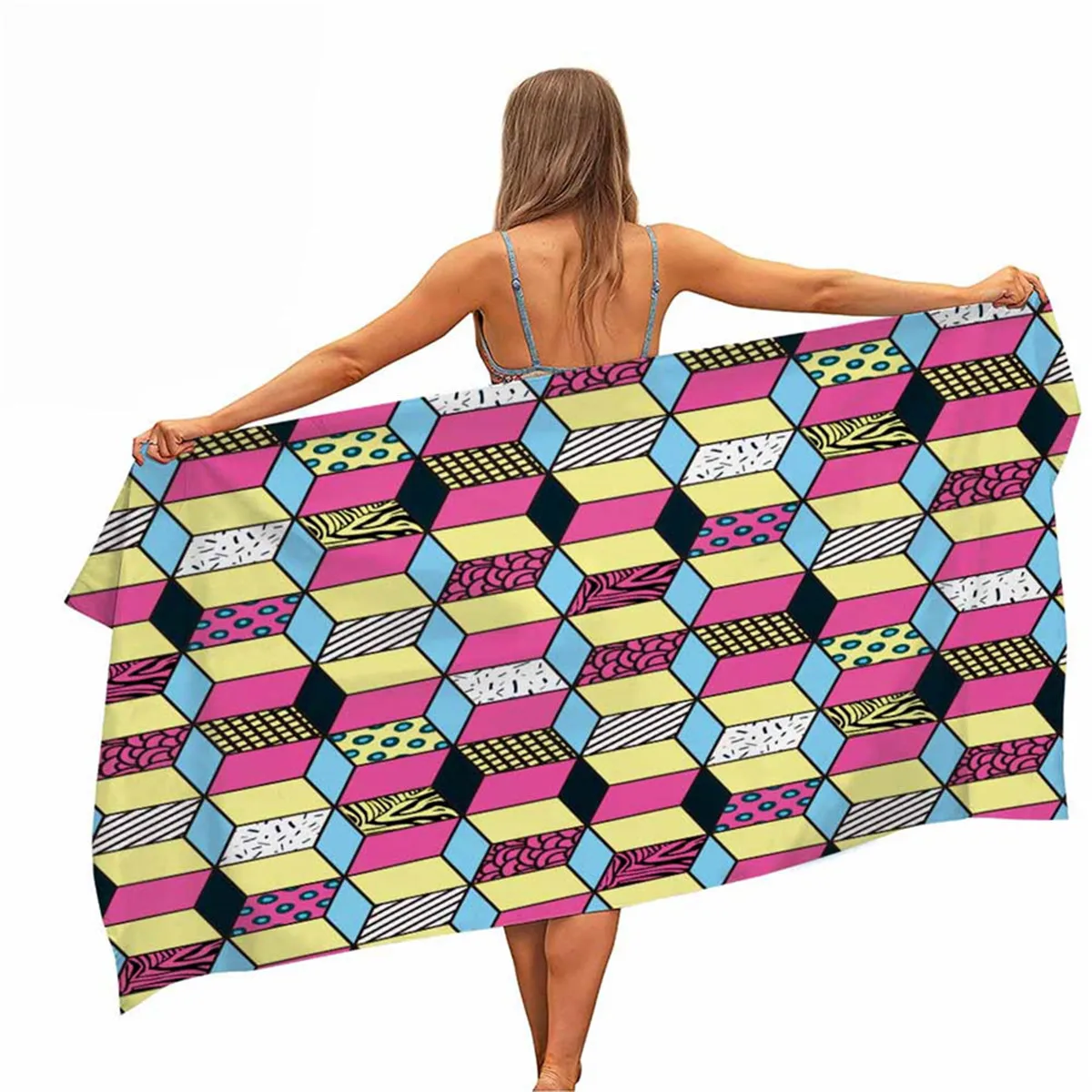 

Геометрическое искусственное портативное быстросохнущее одеяло из микрофибры для плавания и путешествий на открытом воздухе тонкий коврик для йоги и пикника для женщин и мужчин