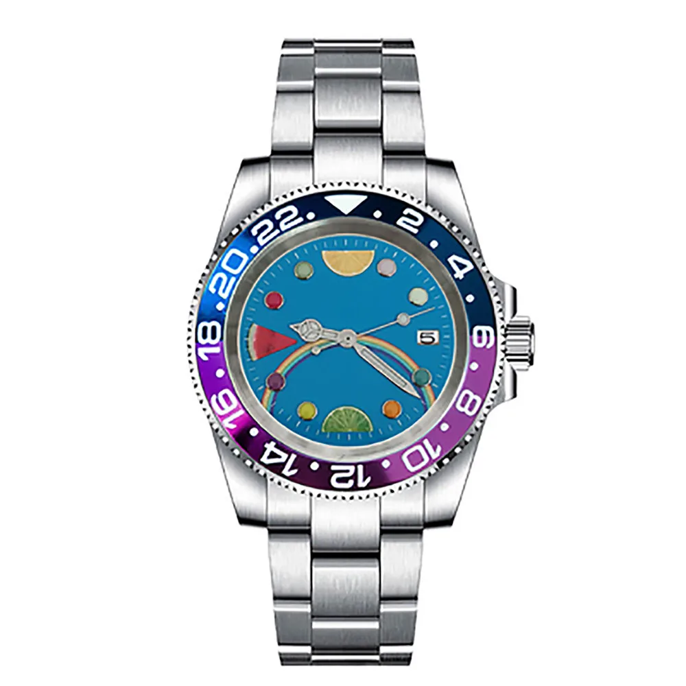 Enlarge Color Luminous Fruit Dial New Modified Mechanical Watch, 40MM Stainless Steel Case Sapphire Glass Sand Strap With NH35 Movement
