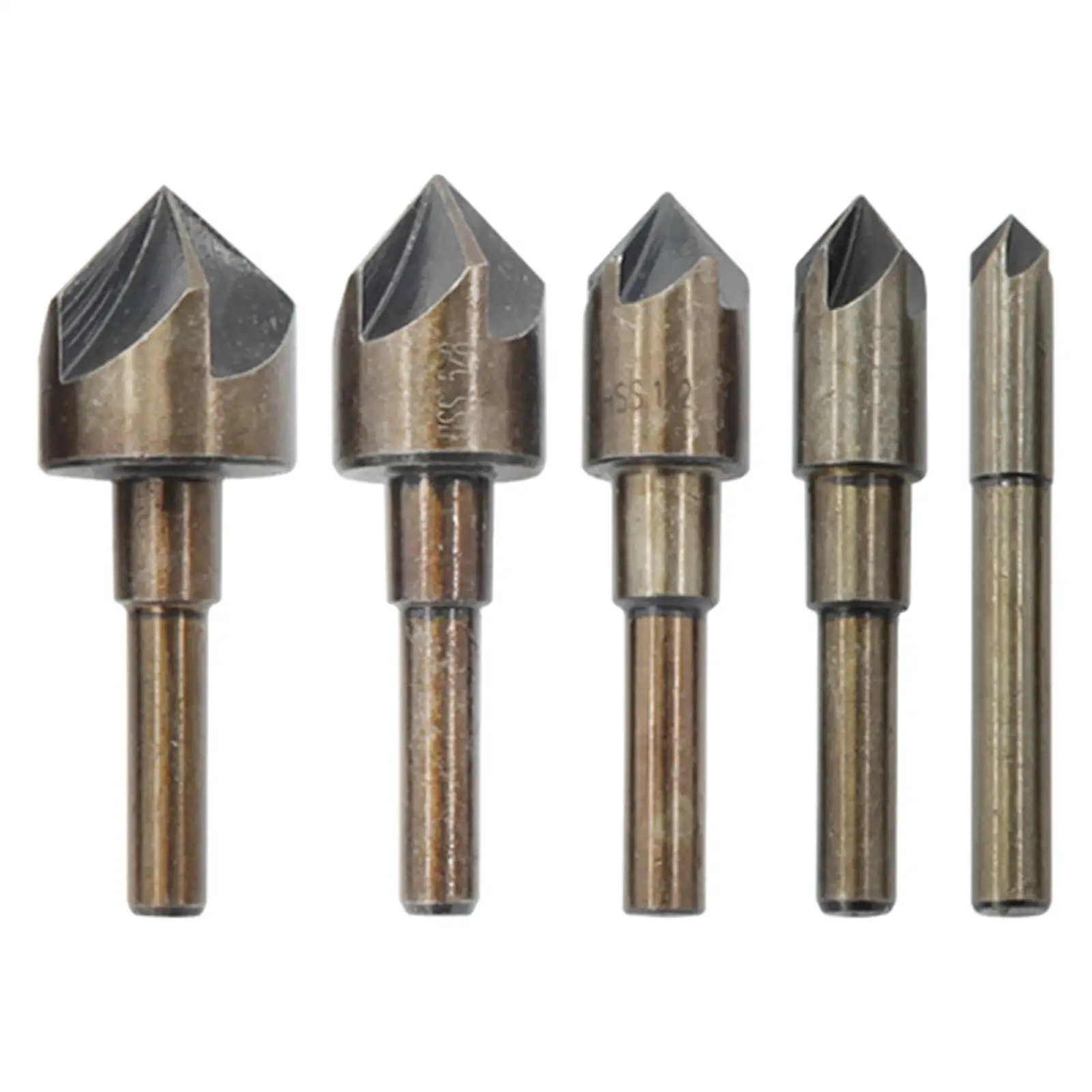 

5x Steel Countersink Drill Bit Wood Chamfering Tri-Flat Shank for Carpentry