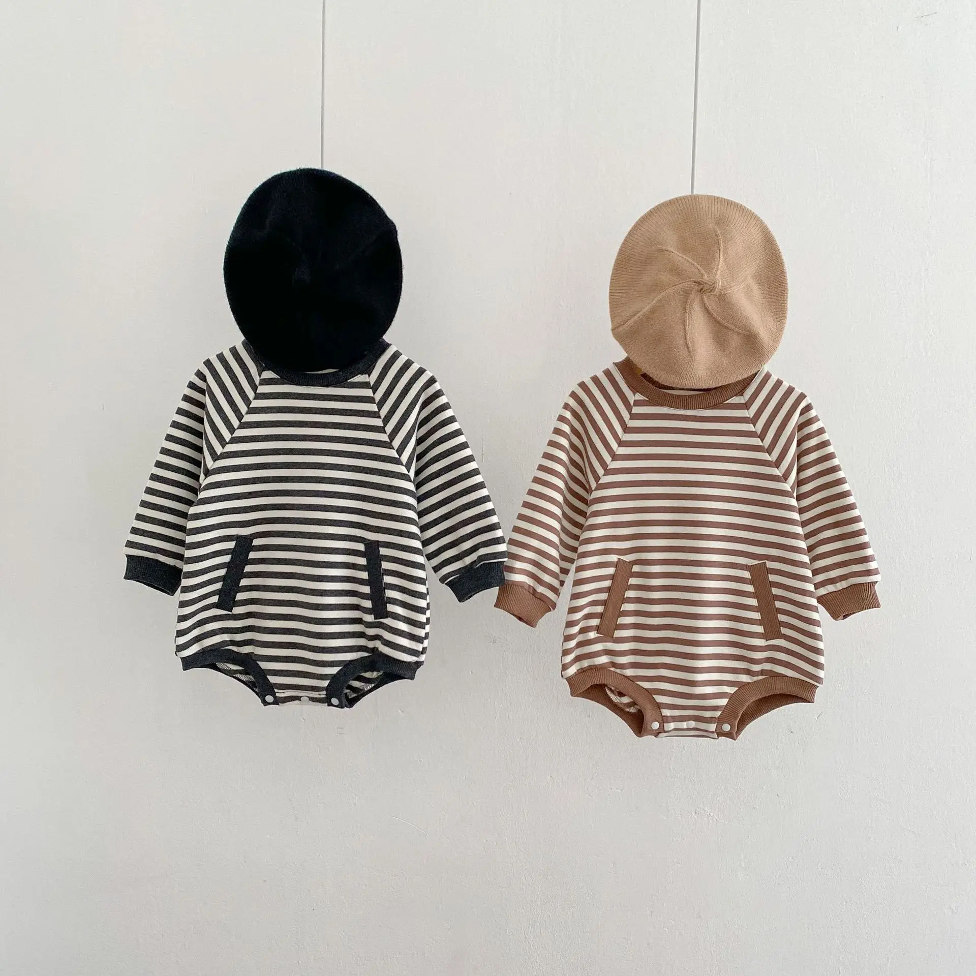 Autumn 2022 new baby stripe romper loose long sleeve Baby Bodysuit cotton clothes