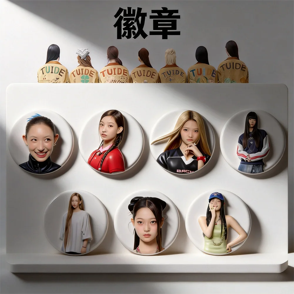 Фото Новый круглый значок HD группы Girls Group TUIDE: Елена, Джа, Саки, Се Хээ, Ихани, Сеён. Акриловый брелок, брошь для сумок, декор для фанатов. №1