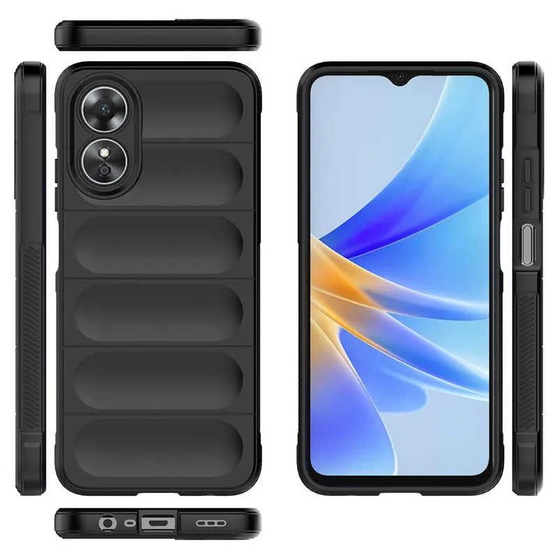 For OPPO A17 Cover For OPPO A17 Case 6.56 inch Shockproof Rubber Soft Silicone Phone Bumper For OPPO A17 A57 A76 A36 4G Fundas
