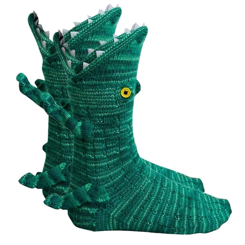 

Hot Kf-Funny Animal Socks For Women Novelty Crocodile Floor Socks Christmas Creative 3D Chameleon Knit Sock Funky Shark
