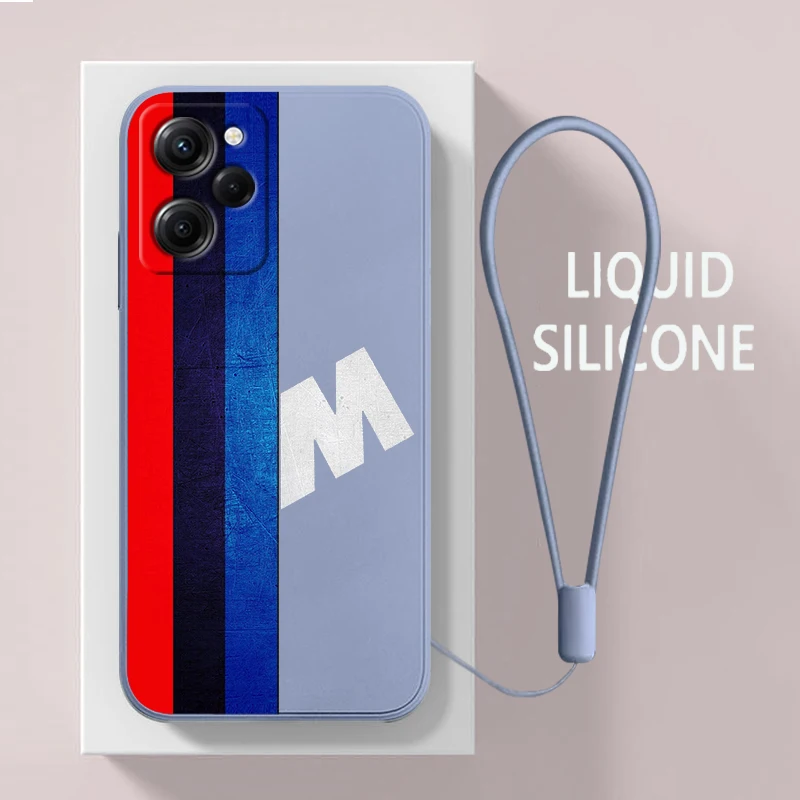 

Car Bmw Luxury For Xiaomi POCO X5 M5 C40 M4 X4 F4 C40 X3 NFC F3 GT M4 M3 M2 Pro C3 4G 5G Liquid Rope Phone Case Coque Capa Cover