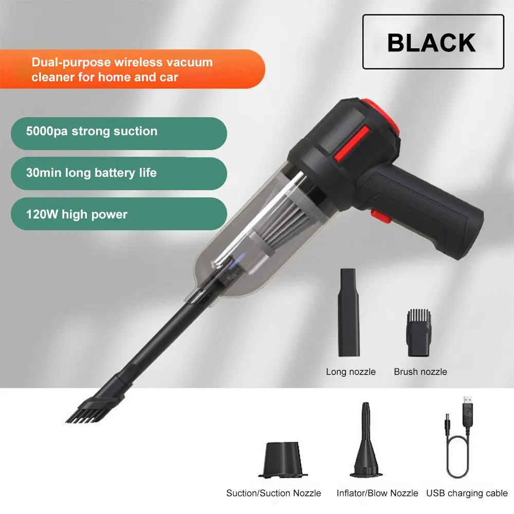 

5000Pa Wireless Car Vacuum Cleaner Mini Portable Vacuum Large Suction Wet and Dry Handheld High Power Auto Vacuum Cleaner