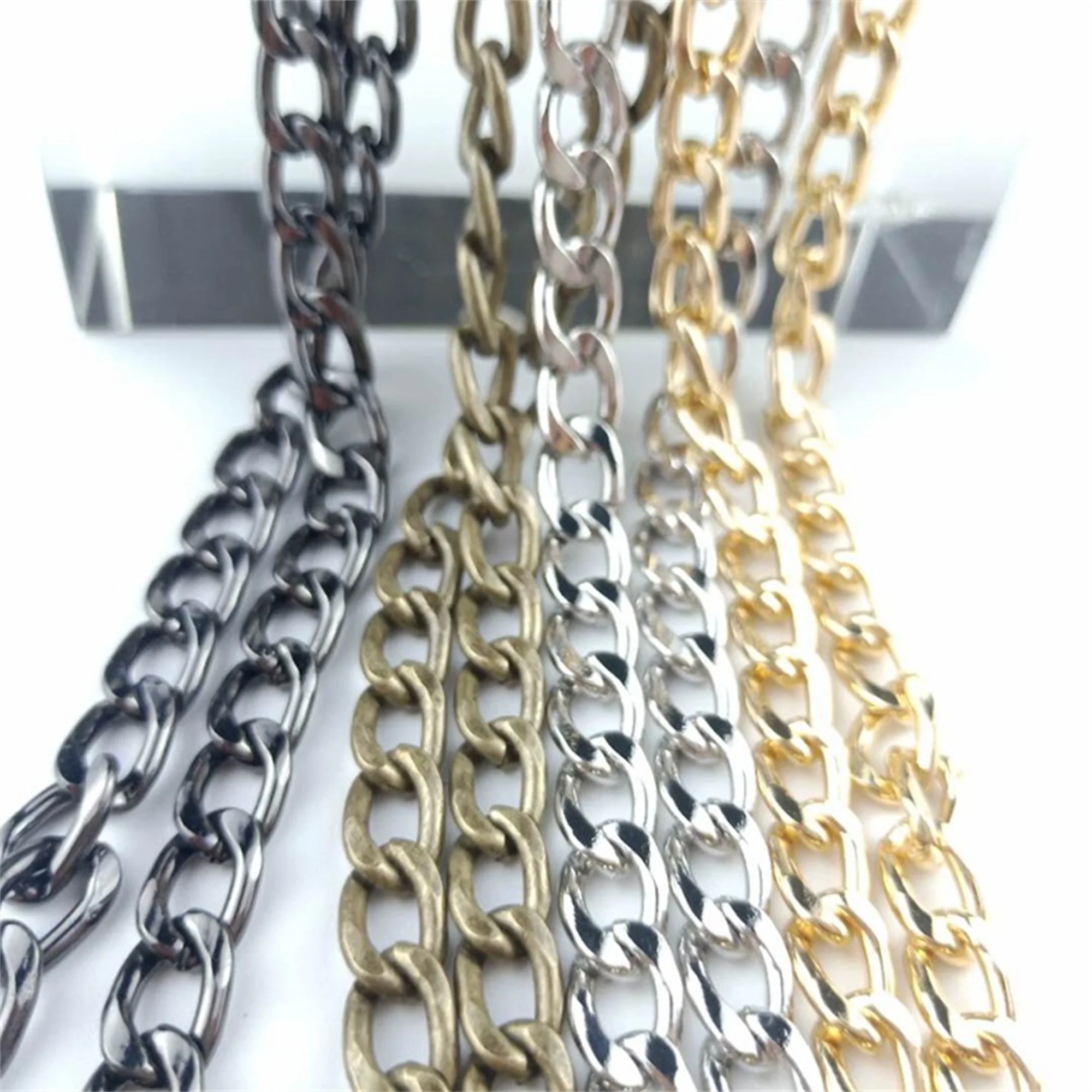 5 Pcs 40/60/120CM Metal Purse Chain Strap Handle Replacement Handbag Shoulder Bag Chain Accessories Light Gold/Silver/Gun Black/