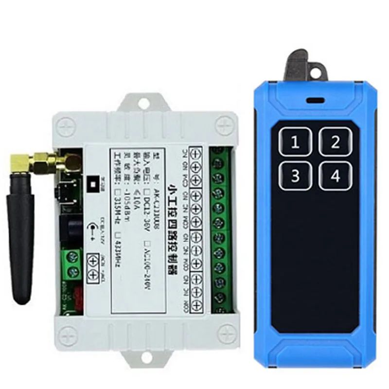 

1000m DC12V 24V 4CH Wireless Remote Control LED Light Switch Relay Output Radio RF Transmitter And 433 MHz Receiver For garage