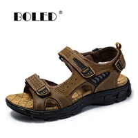 plus size comfort men sandals genuine leather men shoes quality beach slippers casual outdoor beach summer shoes men