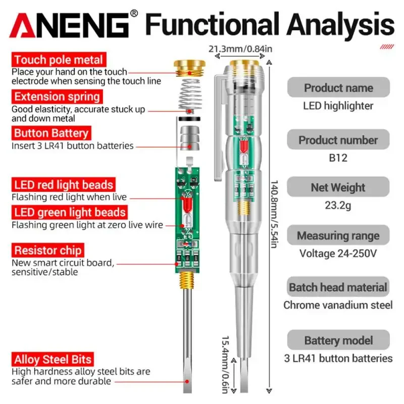 Intelligent Voltage Tester Pen AC Non-contact Induction Test Pencil Voltmeter Power Detector Electrical Screwdriver Indicator