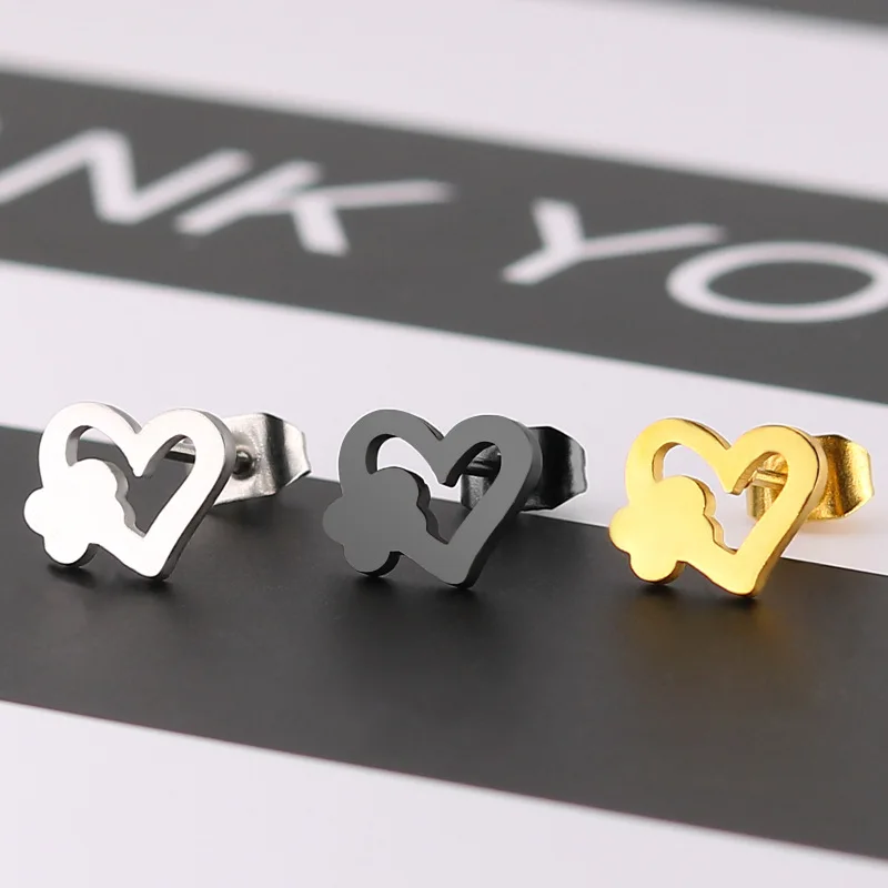FairLadyHood золотые серьги-гвоздики в форме сердца для женщин женские серьги модные