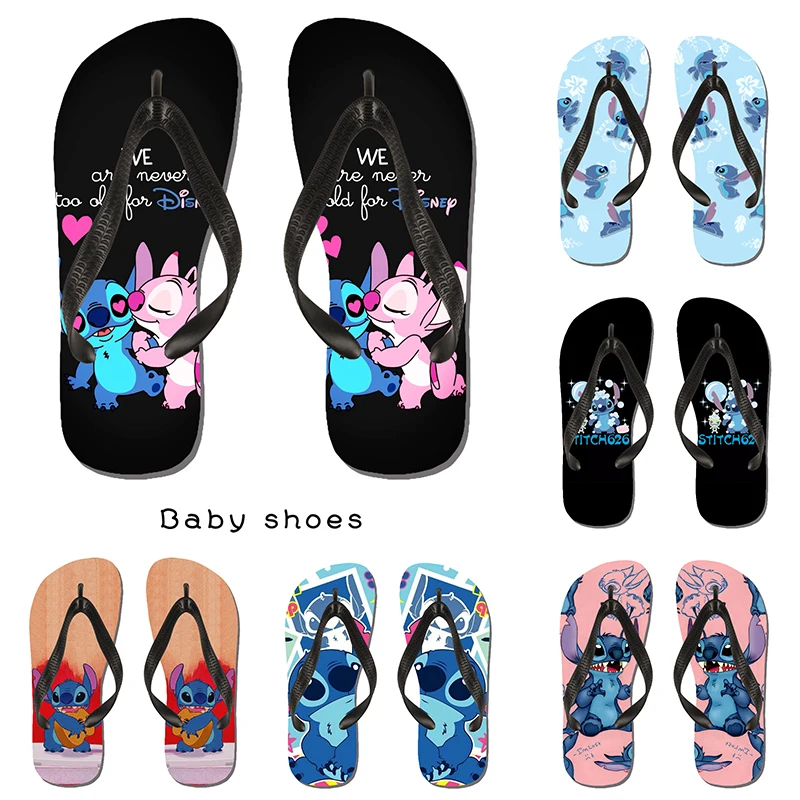 Cartoon Disney Lilo & Stitch Stellalou Couple Models Anime Home Slippers Non-Slip Beach Flip Flops Sandals Holiday Kawaii Gift