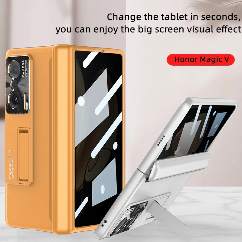 Anti-Peep Flim Case For Huawei Honor Magic V 5G Case Hinge Magnetic Stand Pc Shockproof for Magic V Kickstand Funda Function Hot