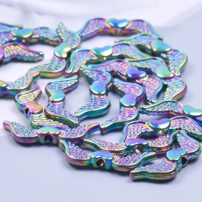 10pcs/lot Rainbow Alloy Angel Wings diy Handicraft Connector Charms For Jewelry Making Supplies Angel Fairy Keychain Materials
