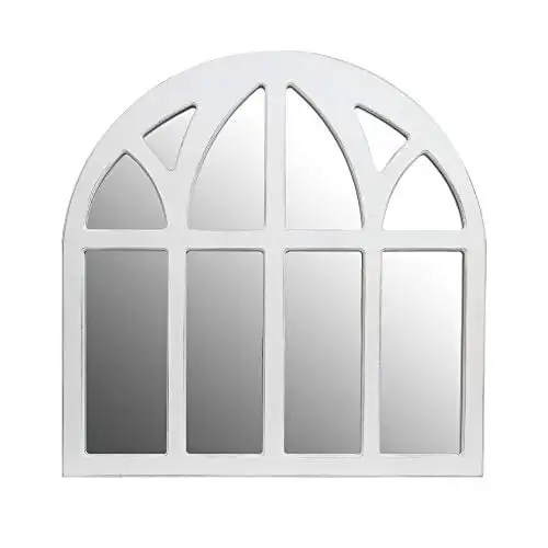 

White Farmhouse Cathedral Windowpane Wall Mirror 20"x20" by