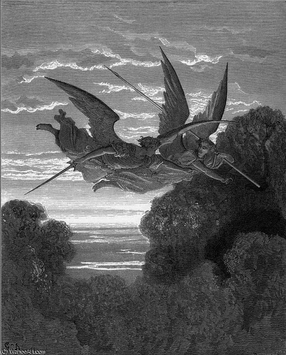 Фото Франция Paul Gustave Doré Paradise Lost SILK POSTER может быть изготовлена на заказ настенная художественная домашняя декоративная живопись №2
