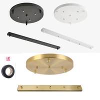 golden ceiling disc long strip round 3 holes heads hanging lamp ceiling plate suspension luminaire accessories black metal tray