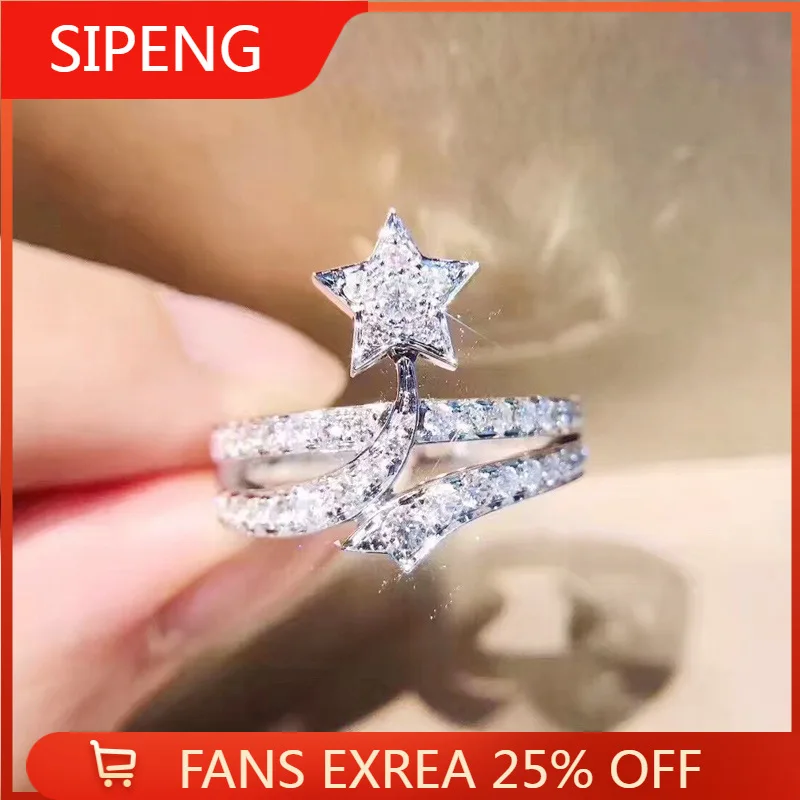 

Fashion Cubic Zircon Start Moon Adjustable Ring Luxury Engagement Wedding Rings Rings for Women Wholesale Jewelry