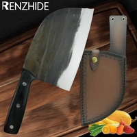 rzd handmade forged butcher 6 5 inch cooking chef knife full tang knife cover sheath 4mm cleaver cutting mincing meat tool