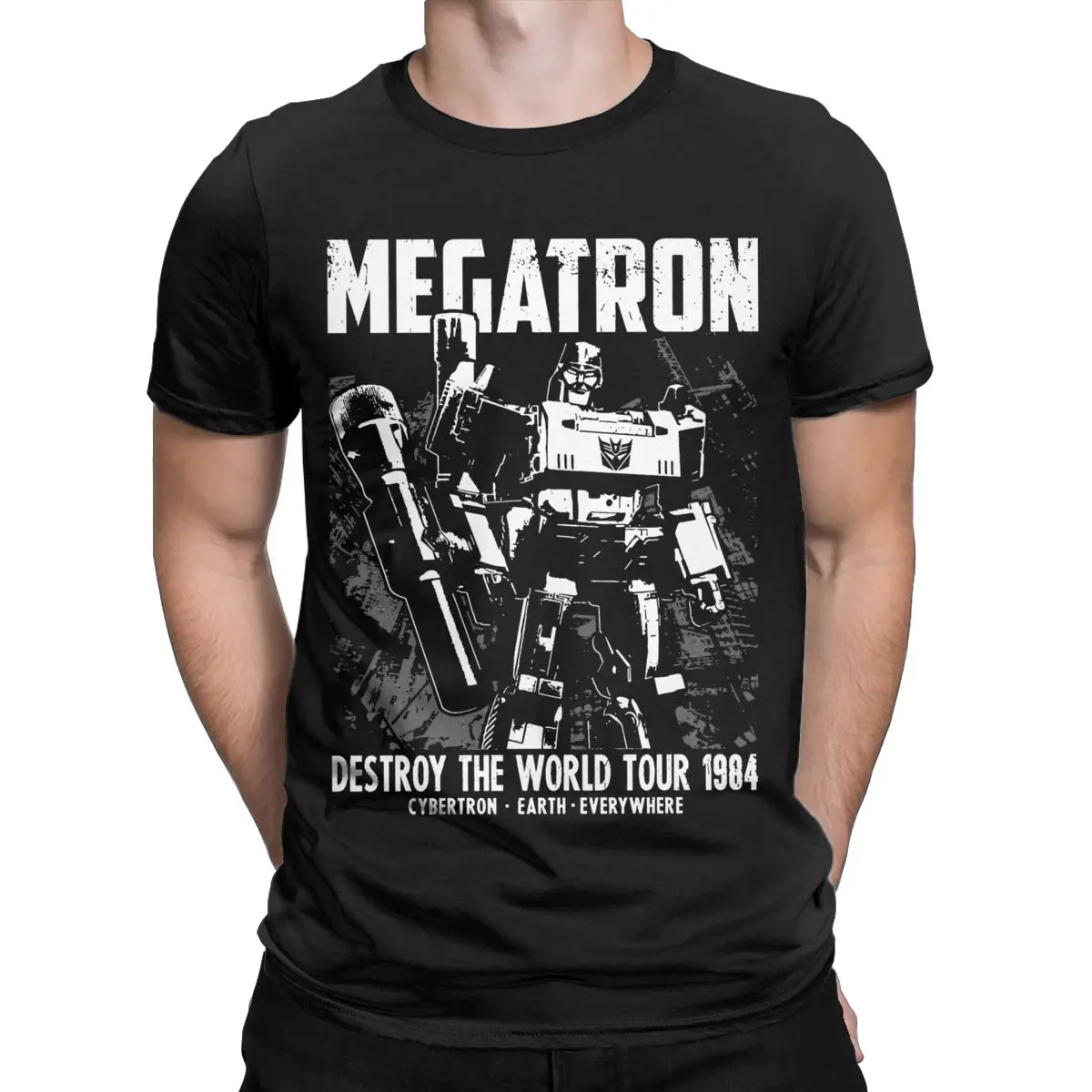 Фото Мужская и женская футболка Transformers Gen Megatron World Tour, забавная футболка из 100% хлопка, летняя одежда №1