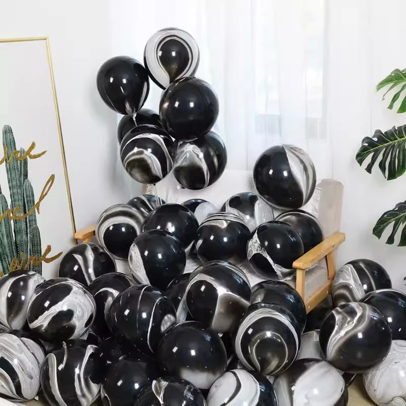 

Черные мраморные шары из латекса Globos