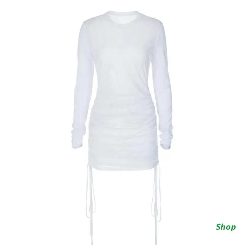 

Женское облегающее платье-футболка с рюшами