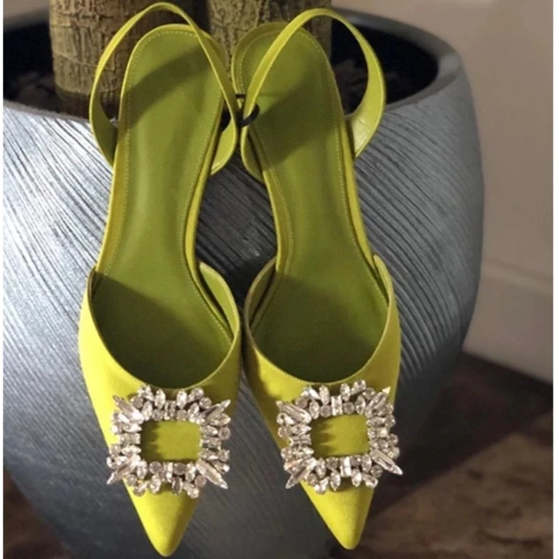 New 2023 Pointed Rhinestone High Heels In Autumn and Fashionable Women's Middle Heel Sandals In Summer