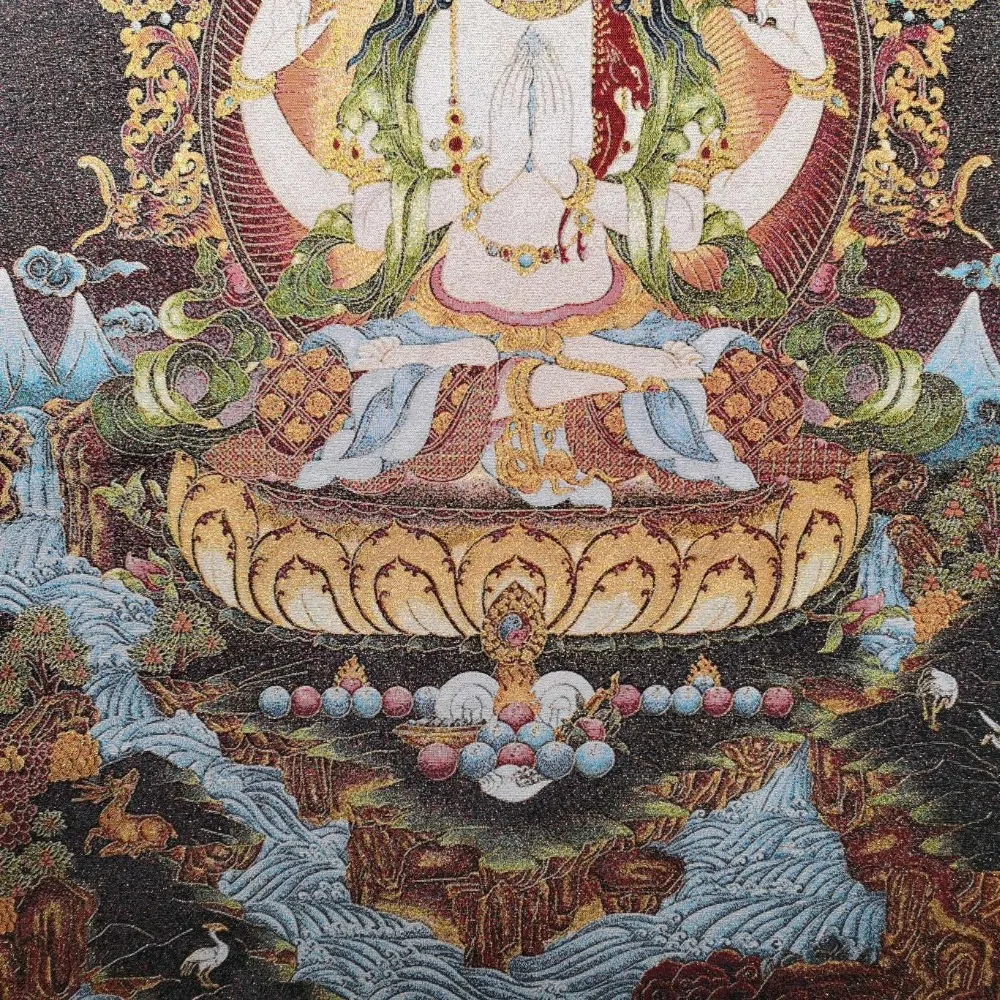 36-дюймовая тибетская шелковая вышивка Чадакшари Авалокитешвара Сострадание