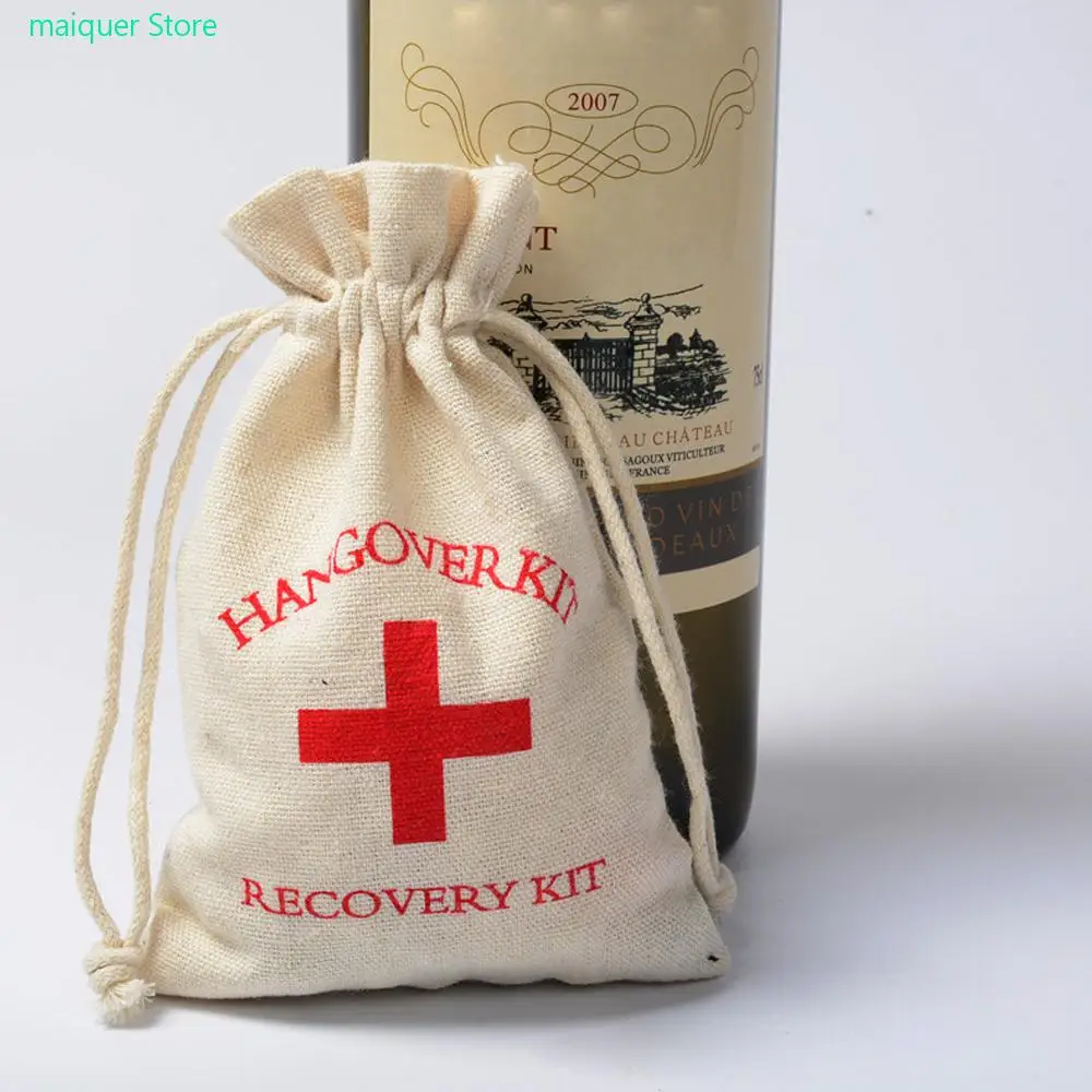 

10pcs Hangover Kit Wedding Souvenirs Holder Bag 4"x6" Cotton Gift First Aid Gift Bags Party Favors For a Holiday Hand Made