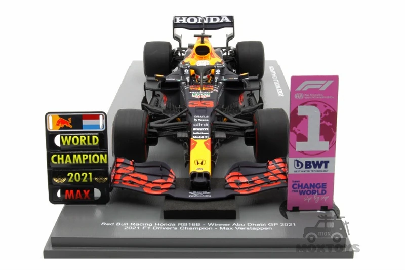 Модель автомобиля искрой 1:18 F1 2021 RB Honda RB16B No33 Winner Abu dBi с платой № 1
