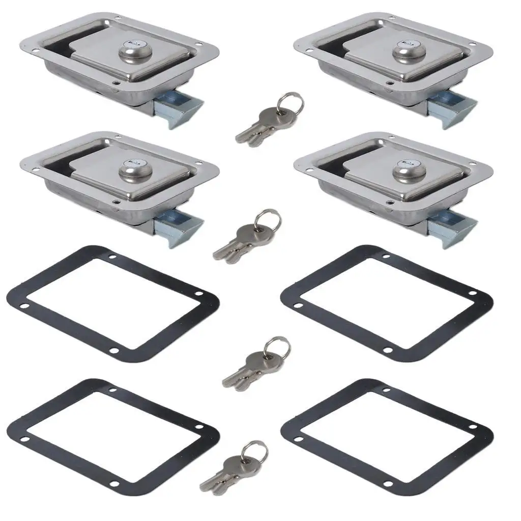 

4pcs Marine Yacht Stainless Steel Paddle Lock Latch Truck RV Tool Box W Key
