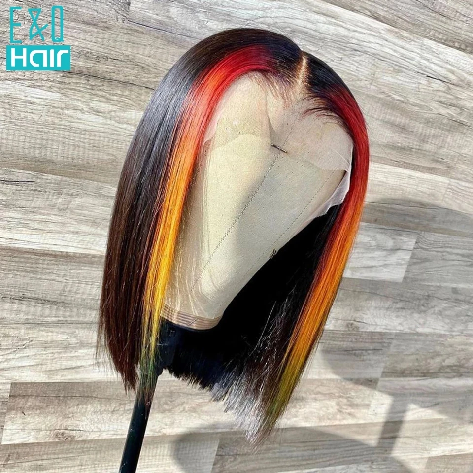 Ed Honey Blonde Short Bob Lace Front Human Hair Wigs For Women Pre Plucked Brazilian Remy Highlight Lace Wigs 180%