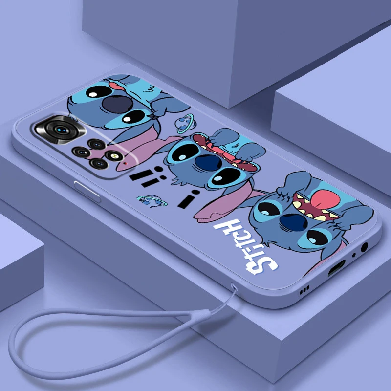 

Disney Stitch Cute Phone Case For Xiaomi Redmi Note 12 11T 11S 11E 10S 10T 10 9T Pro Plus Liquid Rope Funda Cover