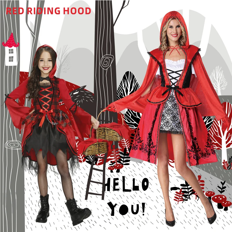 2022 красные костюмы с капюшоном для верховой езды женщин и девочек костюм косплея