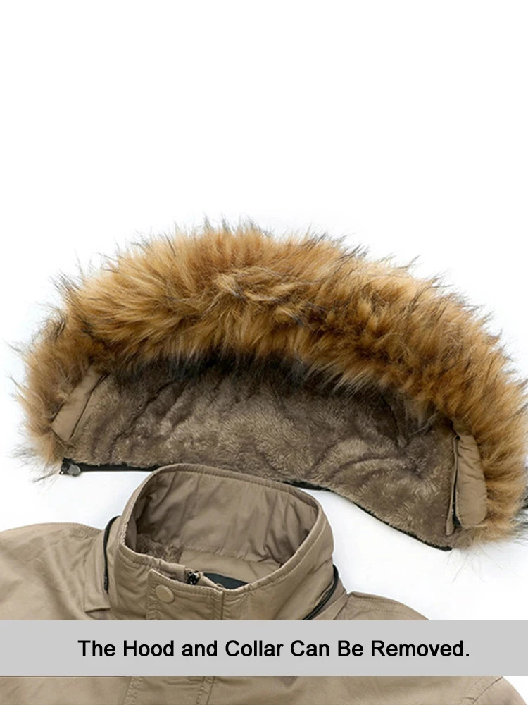 Winter Jacket Men Fur Collar Hooded Coat Thickening Casual Cotton Jackets Plus Velvet Parkas Long Windproof Overcoat Ropa Hombre