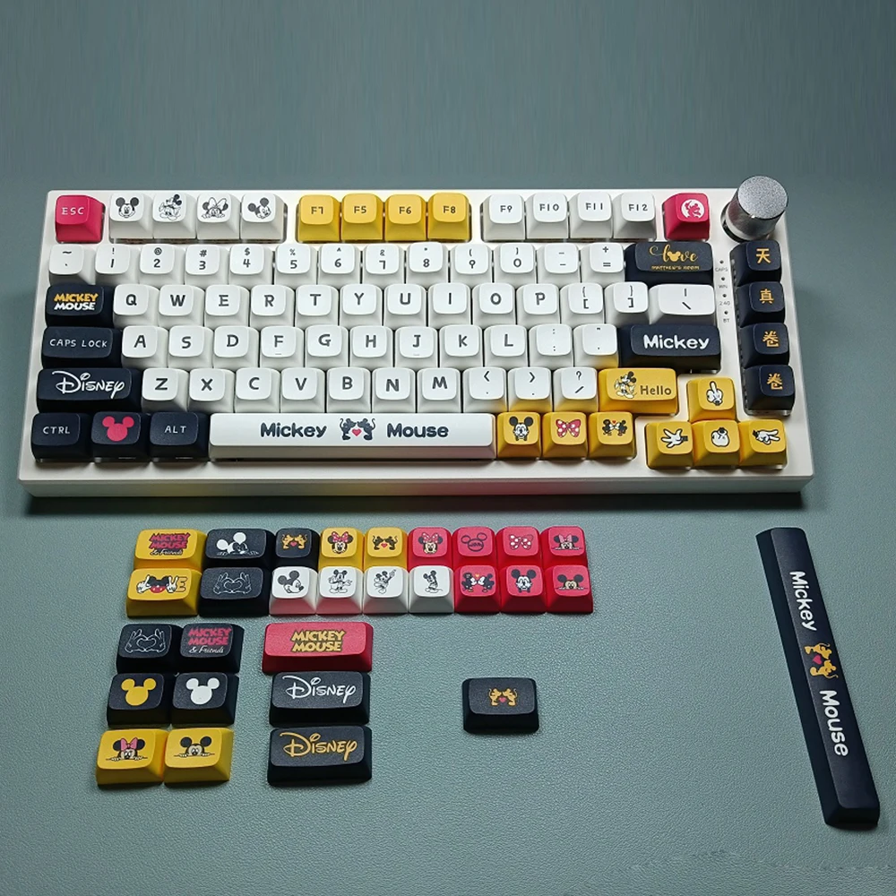140 Key For Mickey Theme Mouse Style PBT Thermal Sublimation Key Cap XDA Height Adaptation 61 64 68 78 84 87 96 98100