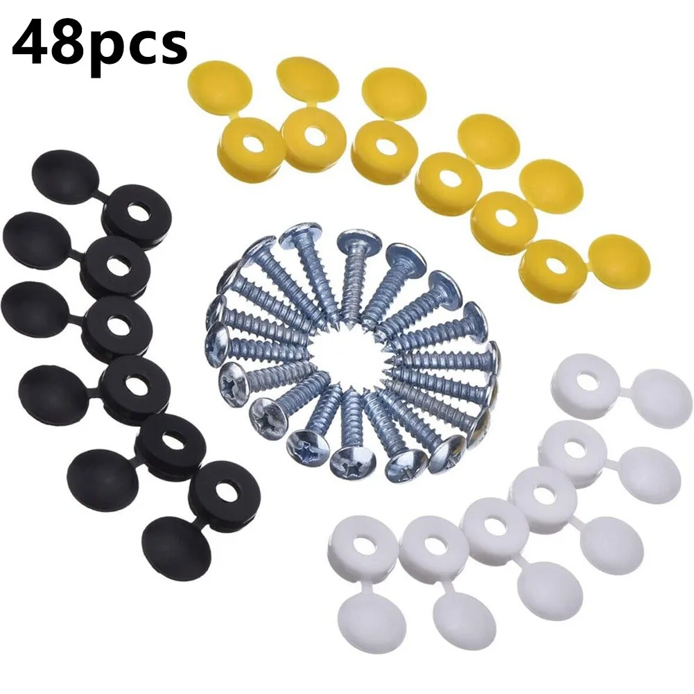 

48 шт. комплект крепления номерного знака автомобиля, удобный черный, белый, желтый колпачок, 12 винтов и 36 крышек
