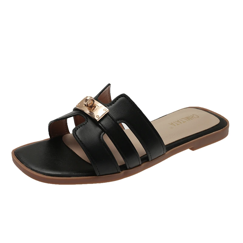 Ladies Shoes 2023 Hot Sale Open Toe Women's Slippers Summer Solid Color Shoes Female Casual Flat Beach Flip Flops Large Size