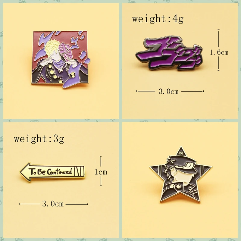 

Japanese Anime JOJO's Bizarre Adventure Metal Badge Brooch Decoration with Pin Personality Metal Badge Female Cartoon Brooch