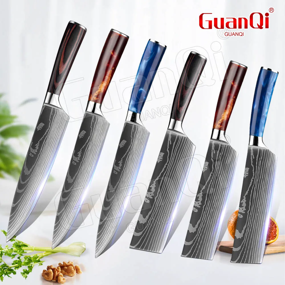 Набор ножей 1-6 шт. шеф-нож из дамасской стали профессиональный резак нержавеющей