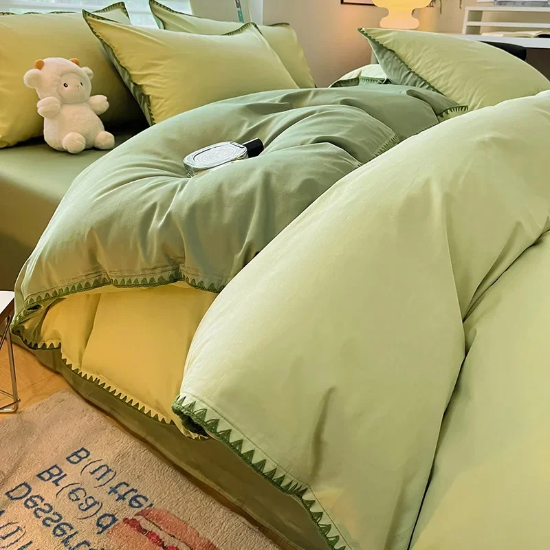 200 × 230 см комплект из четырех предметов с вышивкой чистого хлопка однотонное