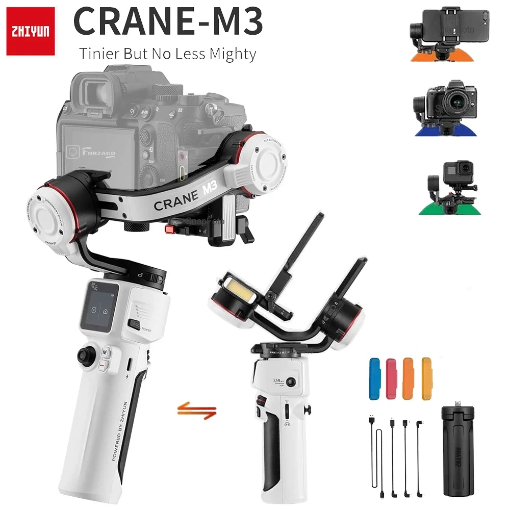 Ручной Стабилизатор ZHIYUN Crane M3 Gimbal для беззеркальной экшн-камеры Gopro Sony Canon Nikon iPhone vs