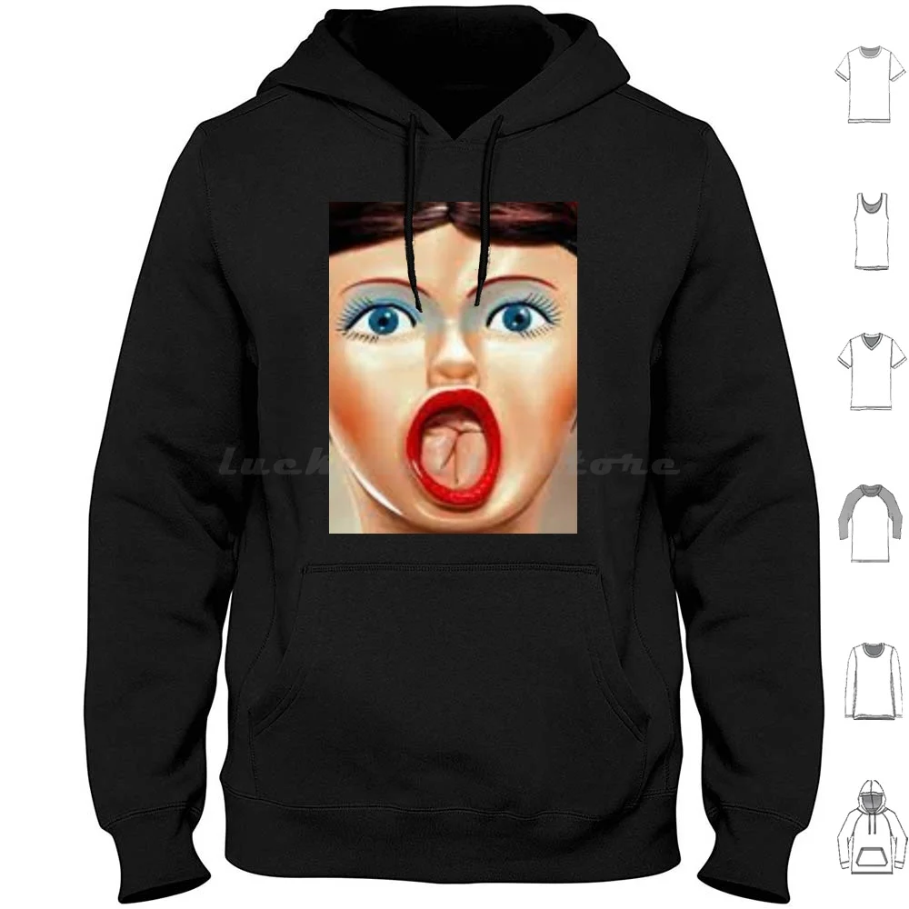 Blow Up Doll Face Adult Blowup Hoodie cotton Long Sleeve Blow Up Doll Face Brown Hair Lips Mouth Doll Air Balloon Blow Up
