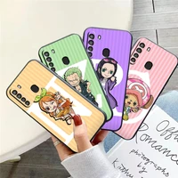 one piece anime phone case for samsung galaxy a01 a02 a10 a10s a20 a31 a22 4g 5g liquid silicon back black carcasa coque