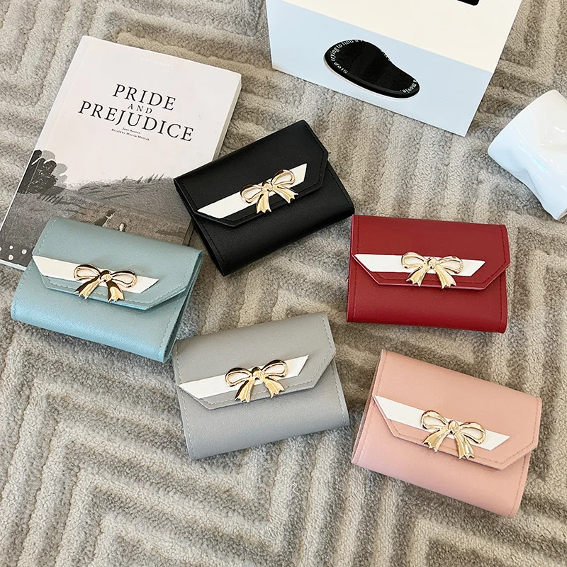 

Small Wallet Women Short Cute Girls Wallet Patchwork Credit Bank Card Holder Wallets Metal Buckle Purses Female Coin Purse